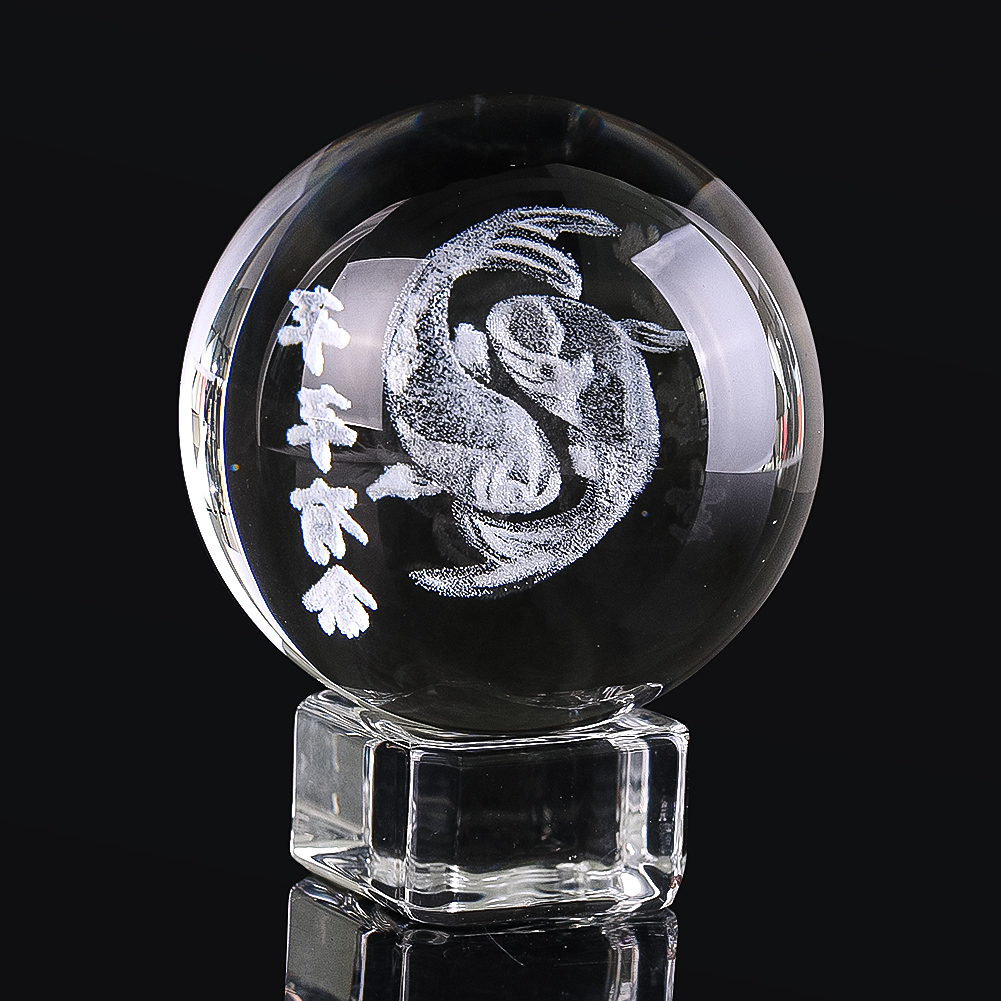 Paper Weight Crystal - 50mm 3D sfera di cristallo incisa