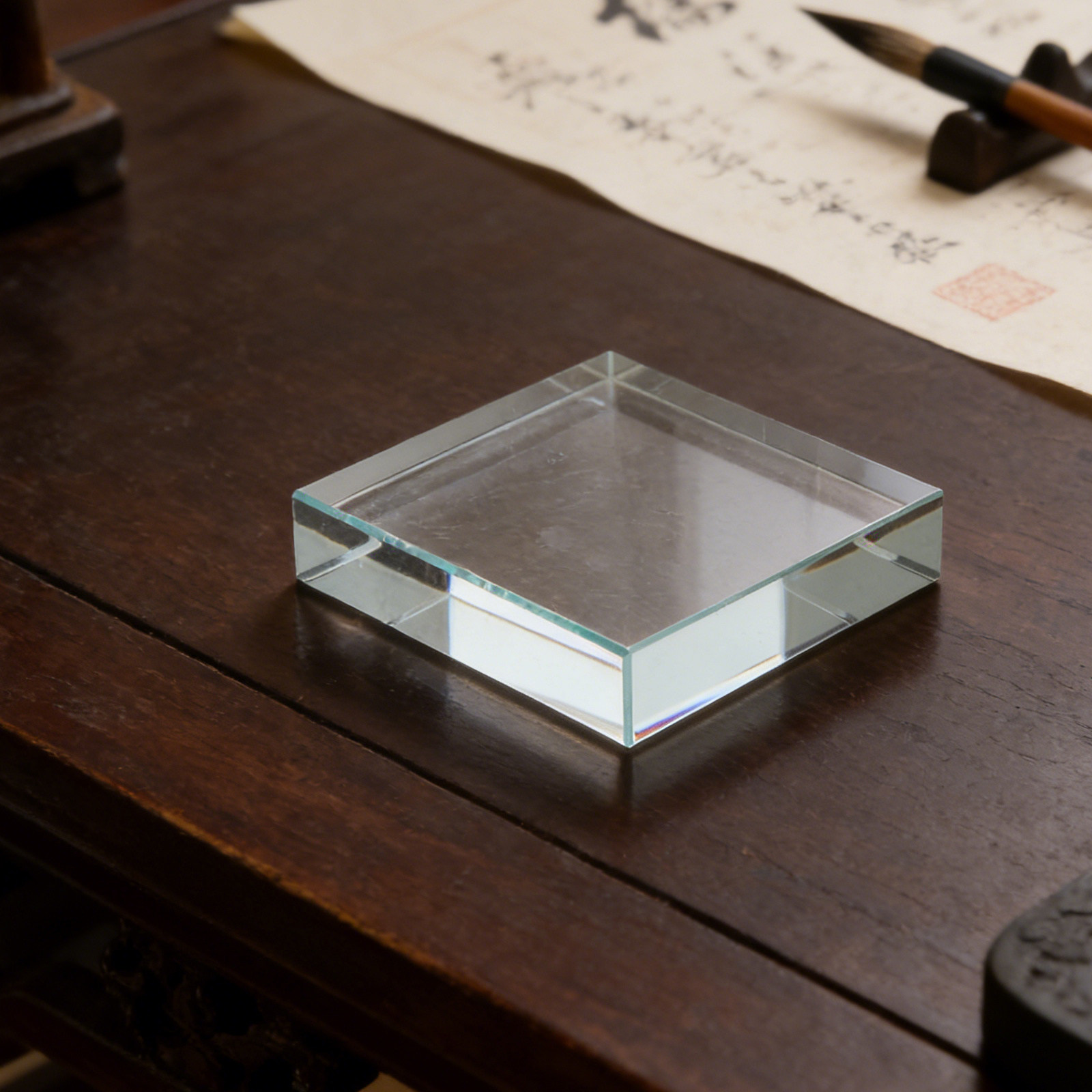 Paper Weight Crystal - Fermacarte Quadrato Trasparente in Cristallo, Decorazione