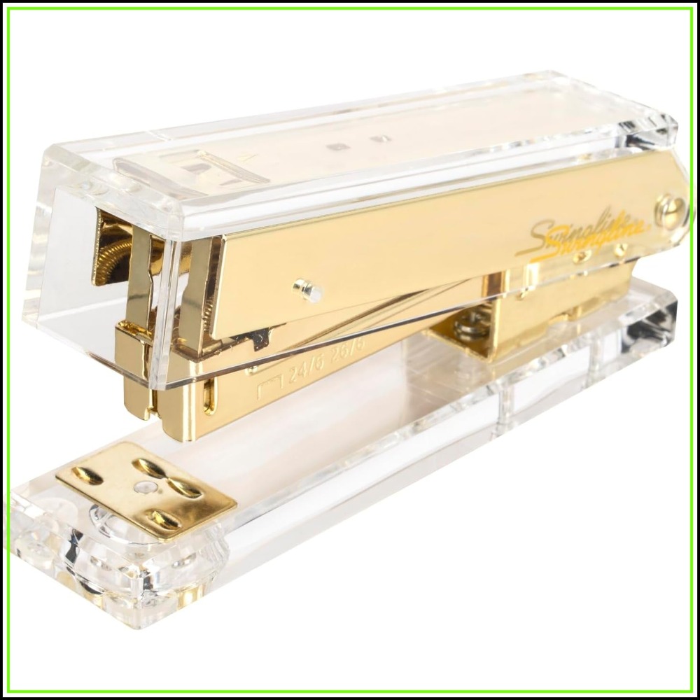 Stapler Half Strip - Cucitrice Compatta in Acrilico Trasparente Dorato,