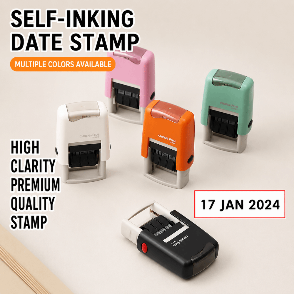 Rubber Date Stamp - Timbro Automatico con Ritorno Inchiostro, Data