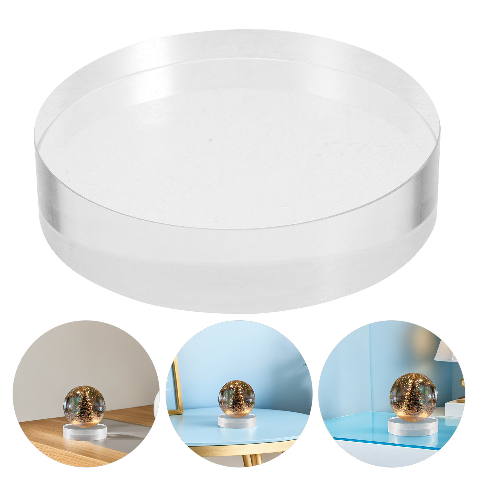 Book Weight Glass - 2 Pezzi Fermacarte Rotondo Trasparente in